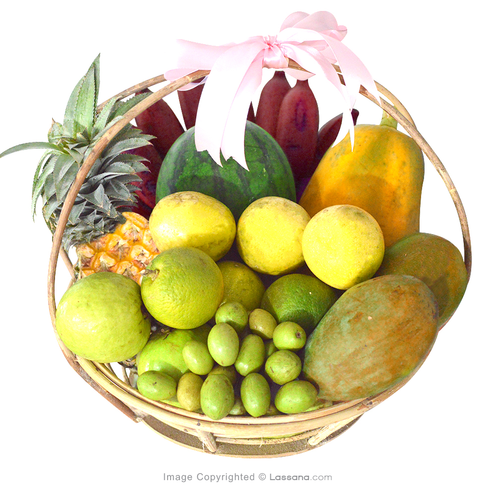 SENSATIONAL FRUIT BASKET WITH FREE FLOWERING PLANT | Lassana.com Online